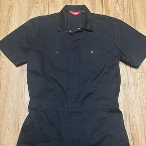 Supreme Black Short Sleeve Jumpsuit Coveralls